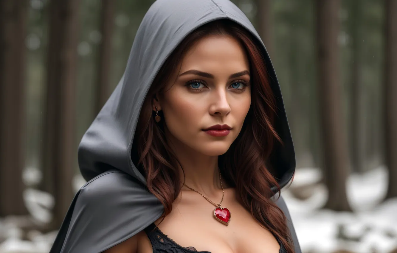 Photo wallpaper girl, fantasy, nature, art, blue eyes, digital art, fantasy art, cape