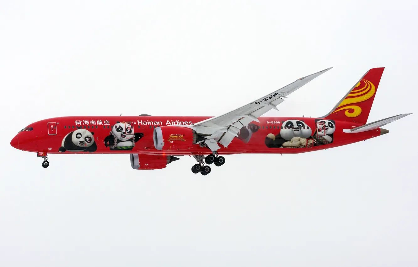 Photo wallpaper a passenger plane, Red Panda, 787-9 B-6998, Hainan