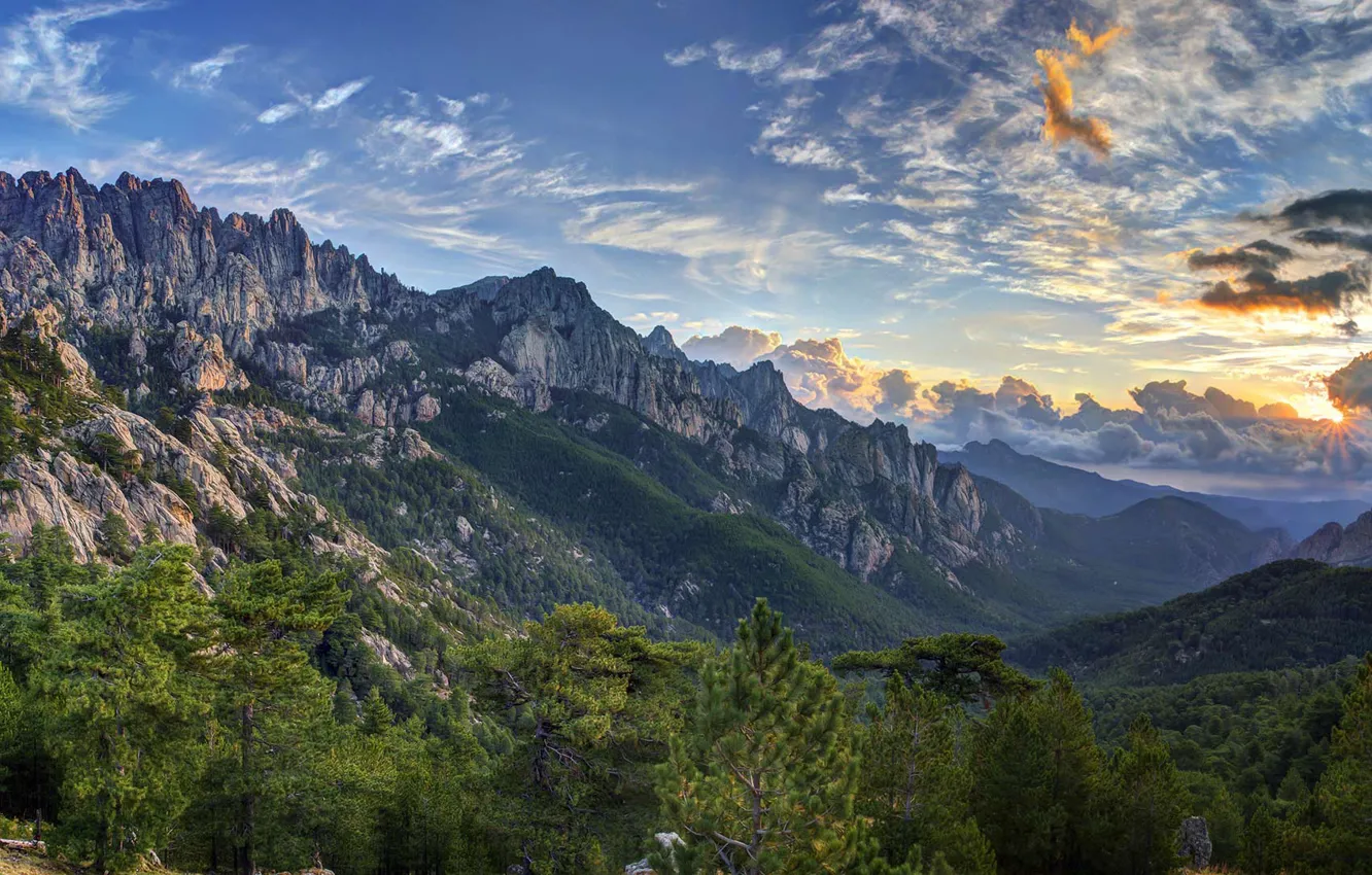 Photo wallpaper mountains, France, Corsica, needle Bavella, Aiguilles de Bavella