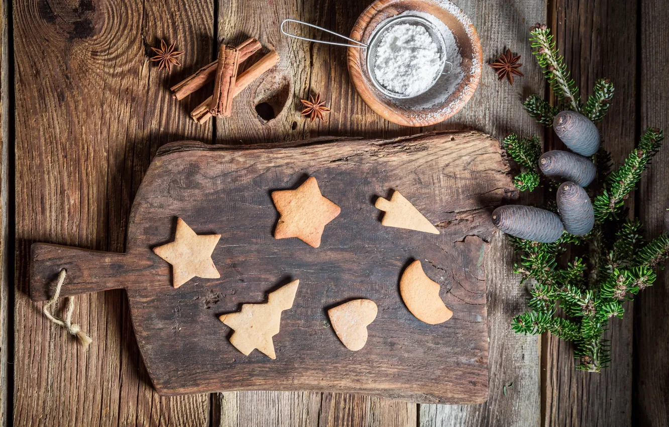 Photo wallpaper cookies, Christmas, New year, Christmas, cookies, decoration, Merry