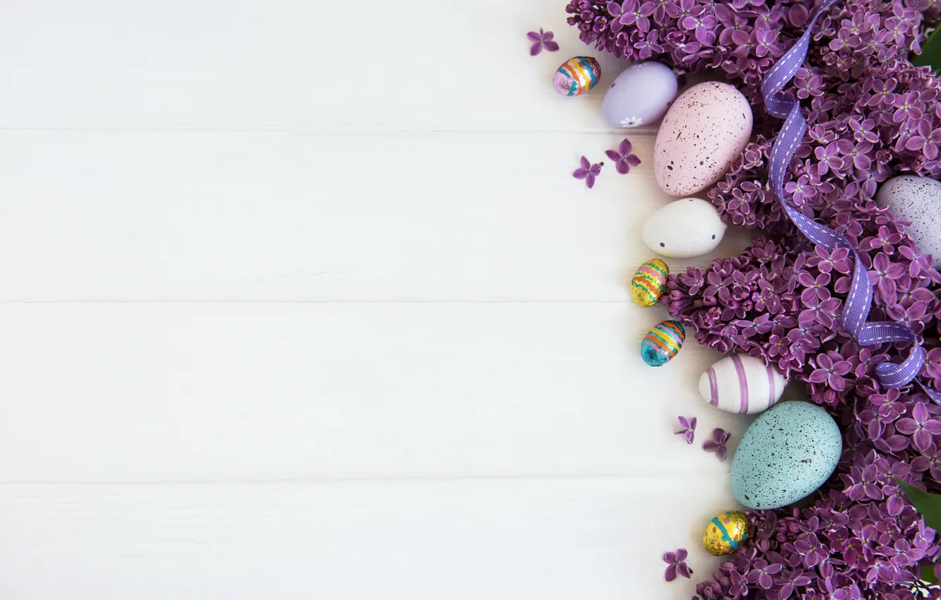 Photo wallpaper flowers, holiday, eggs, Easter, tape, lilac