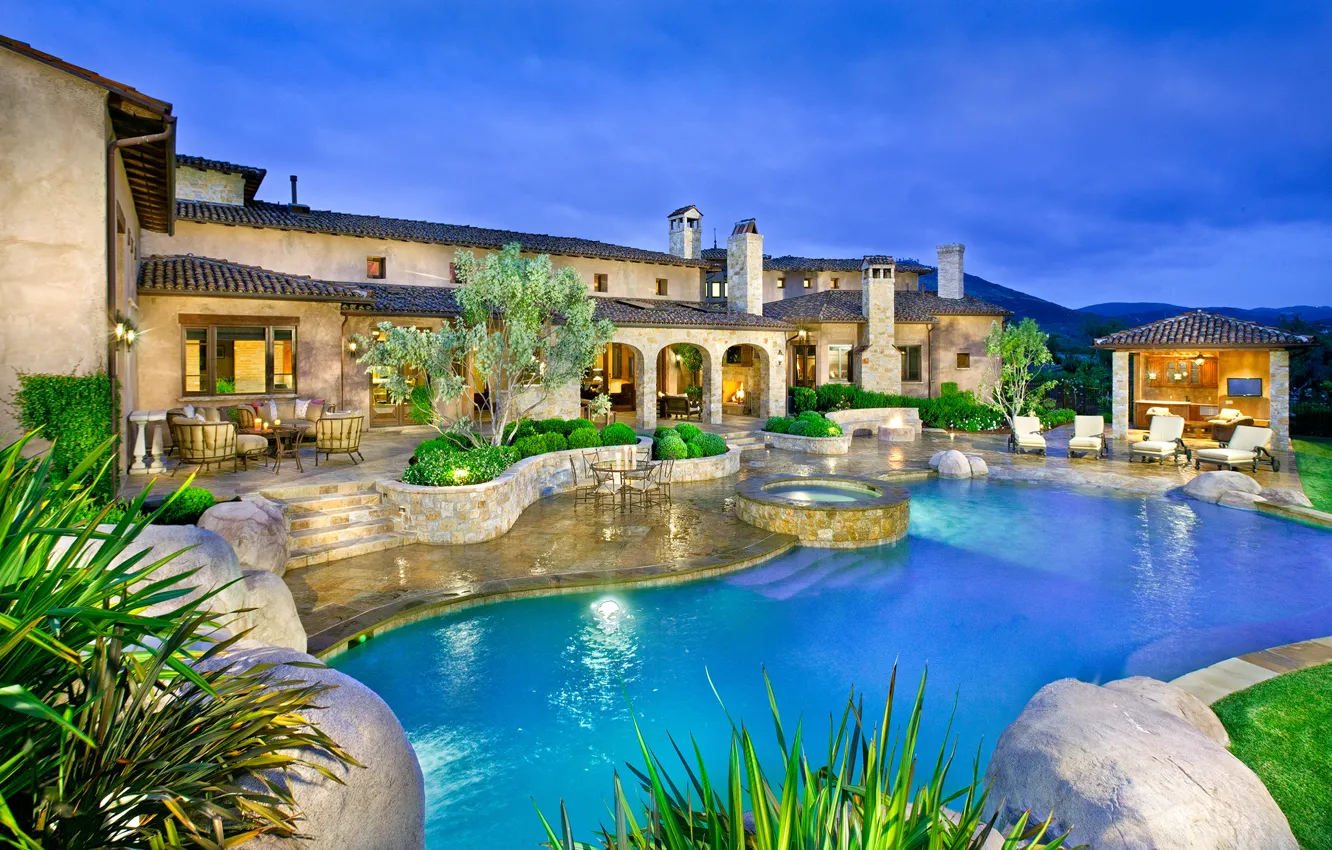 Photo wallpaper pool, architecture, Santa Fe, ranch, rancho, New Mexico, luxury villa