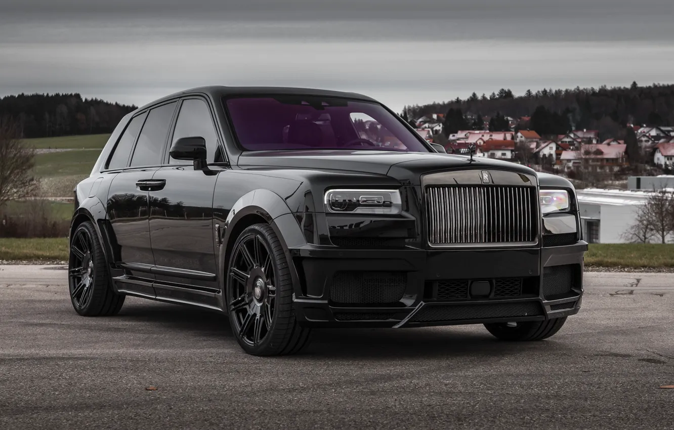 Photo wallpaper Black, SUV, Face, Rols Royce, Brick, Cullinan