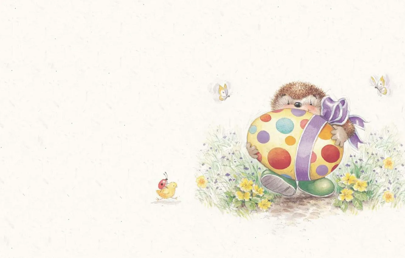 Photo wallpaper holiday, gift, egg, art, Easter, hedgehog