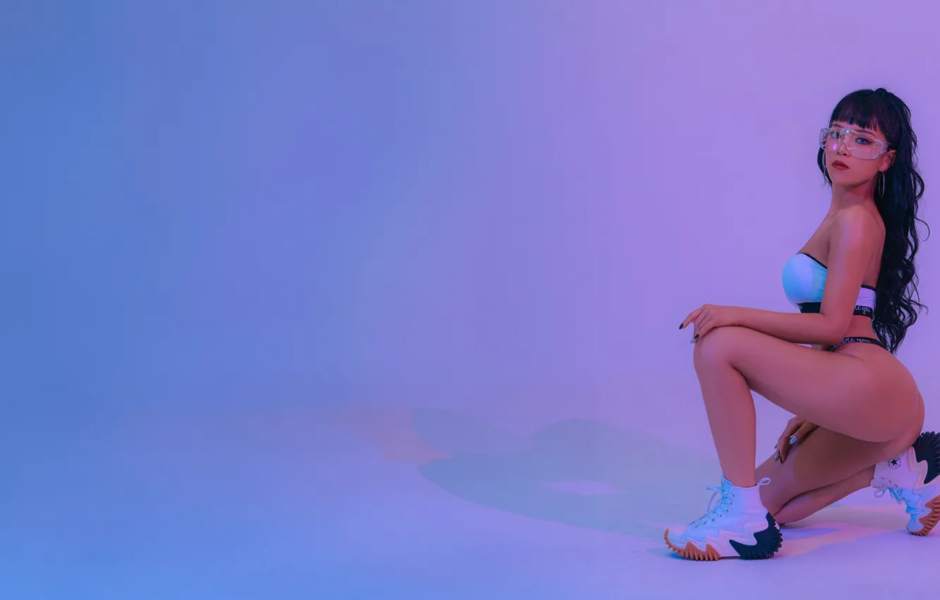 Photo wallpaper model, women, asian, simple background