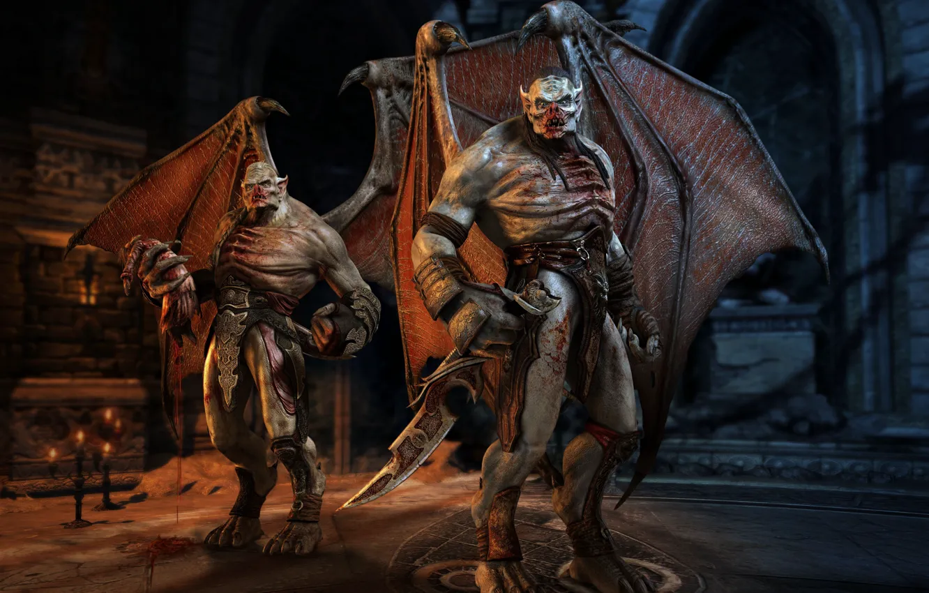 Photo wallpaper demon, sword, blood, game, monster, devil, dead, wings