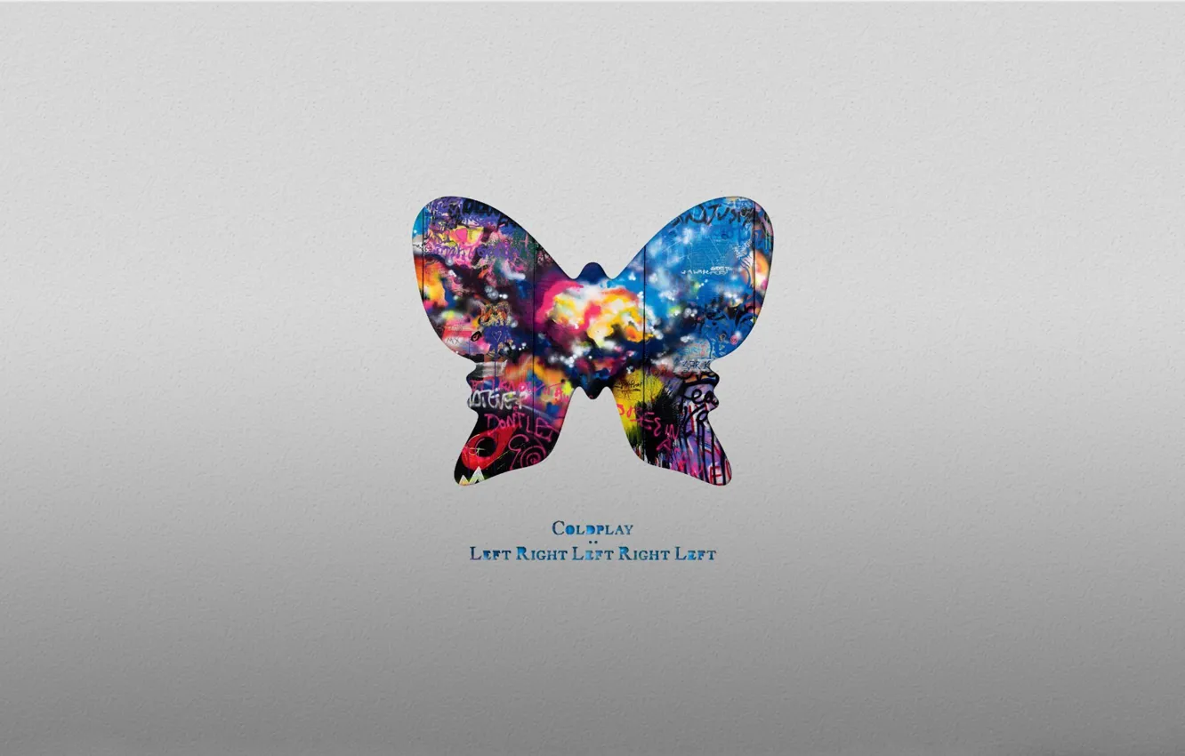 Photo wallpaper music, minimalism, butterfly, Coldplay, band, cover, album, group
