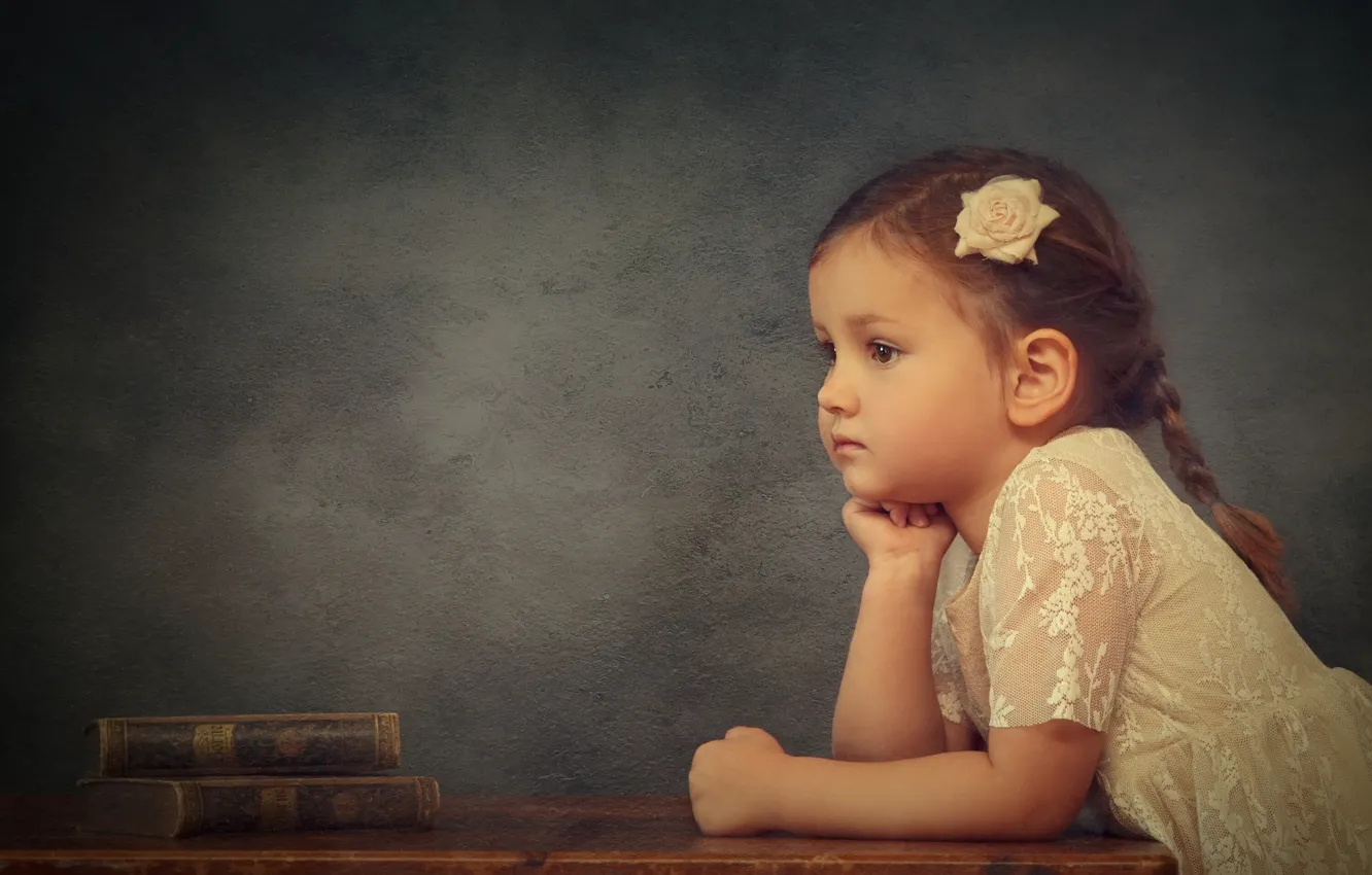 Photo wallpaper reverie, mood, girl, book, rosette