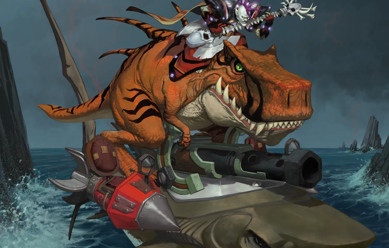 Photo wallpaper water, shark, World of Warcraft, undead, wow, undead, the forsaken, dinosaur