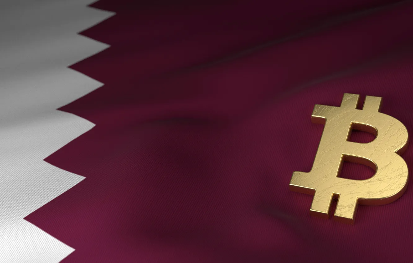 Photo wallpaper blur, flag, flag, qatar, bitcoin, bitcoin, btc, Qatar
