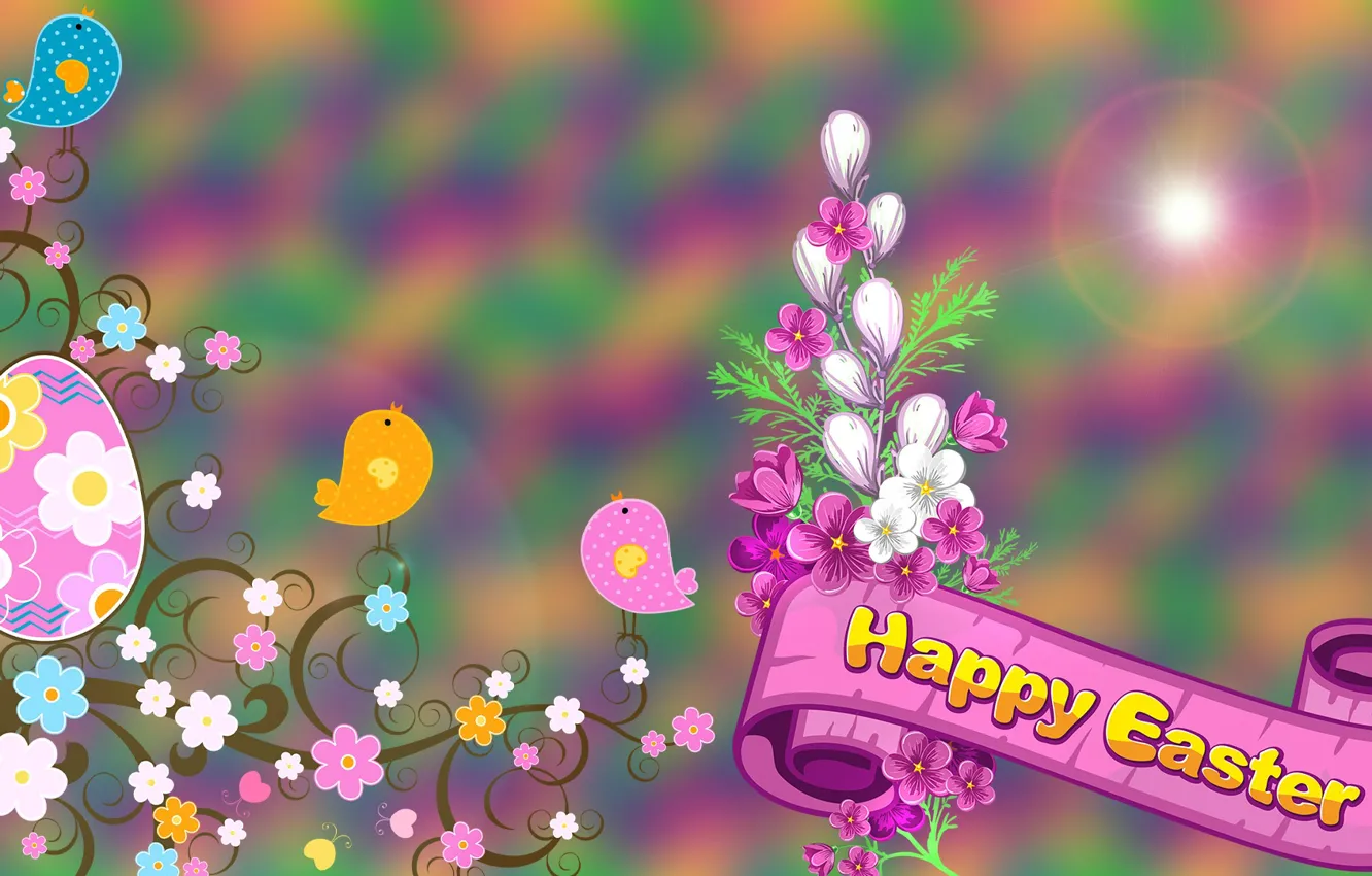 Photo wallpaper Graphics, Flowers, Easter, Easter eggs