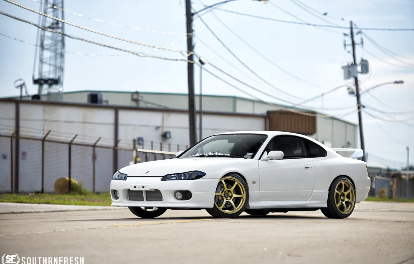 Photo wallpaper Japan, S15, Silvia, Nissan, white, tuning, Turbo, low
