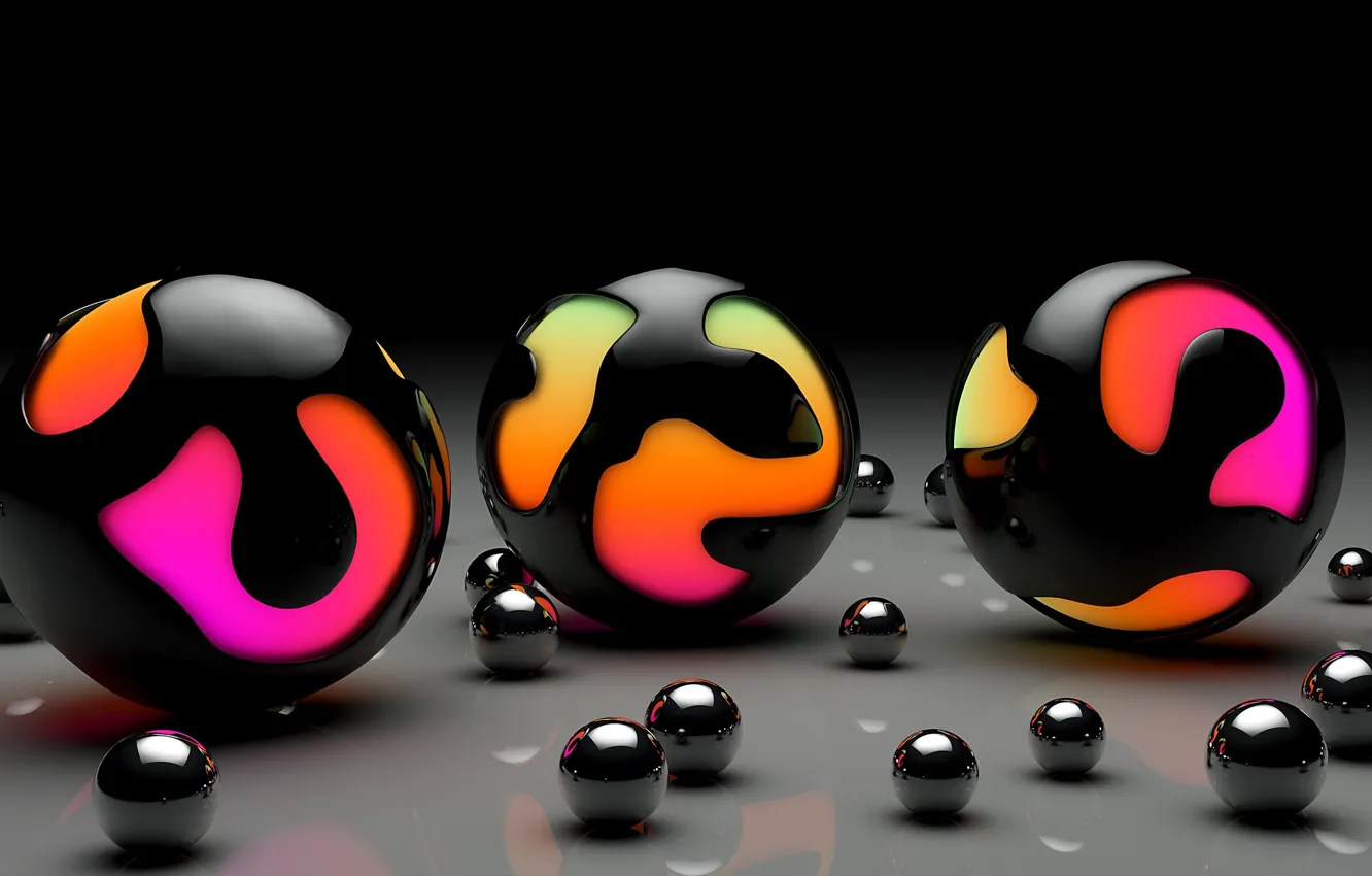 Photo wallpaper color, balls, surface, ball, art, sphere, glossy