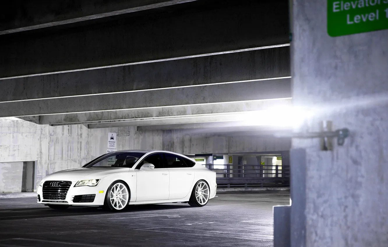 Photo wallpaper Audi, white, wheels, vossen, frontside