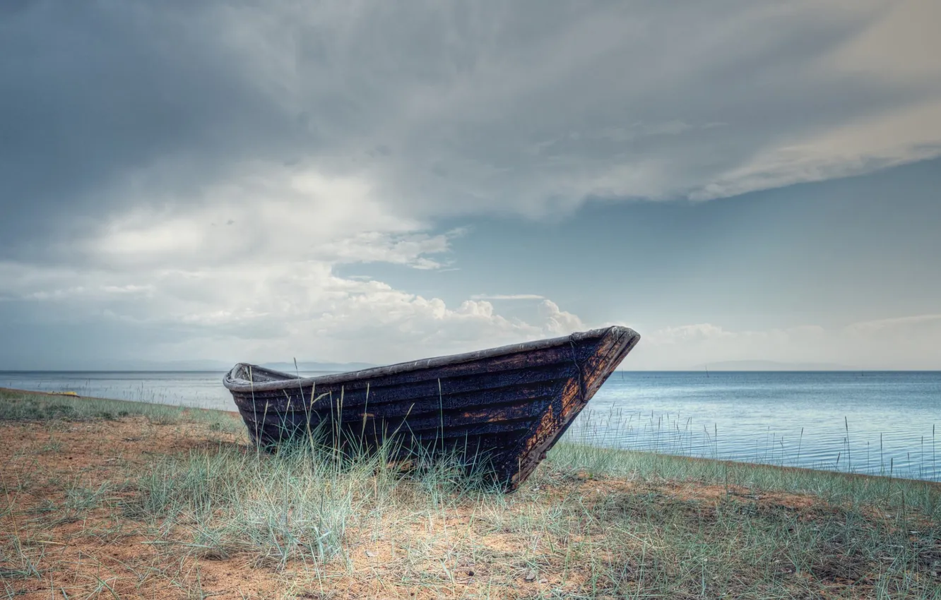 Photo wallpaper sea, the sky, boat