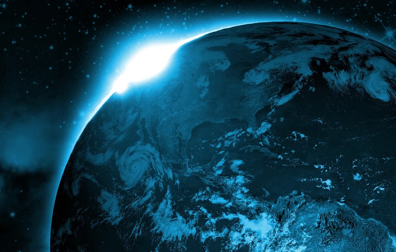 Photo wallpaper landscape, blue, earth