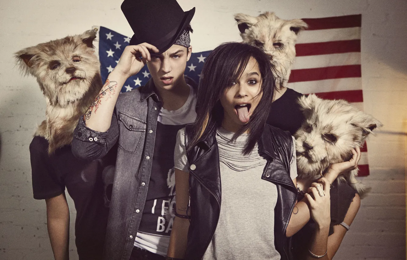 Photo wallpaper face, hat, flag, mask, Zoe Kravitz