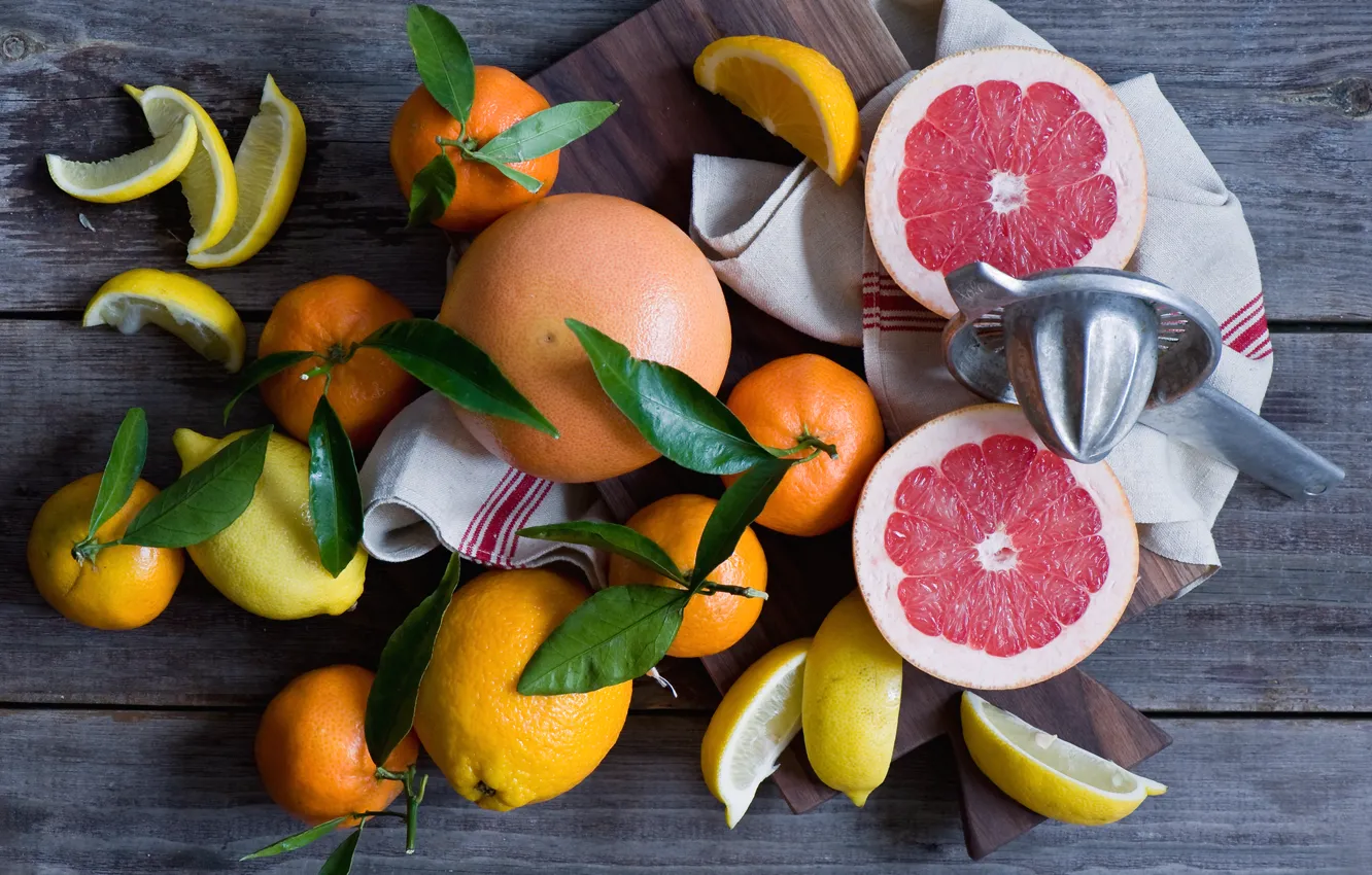 Photo wallpaper citrus, lemons, tangerines, grapefruit