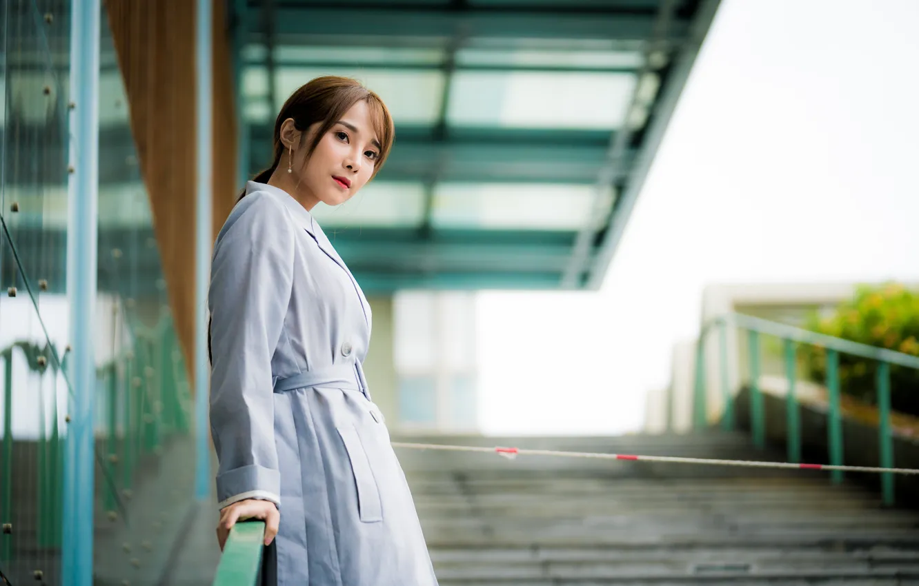 Photo wallpaper look, girl, Asian, cloak