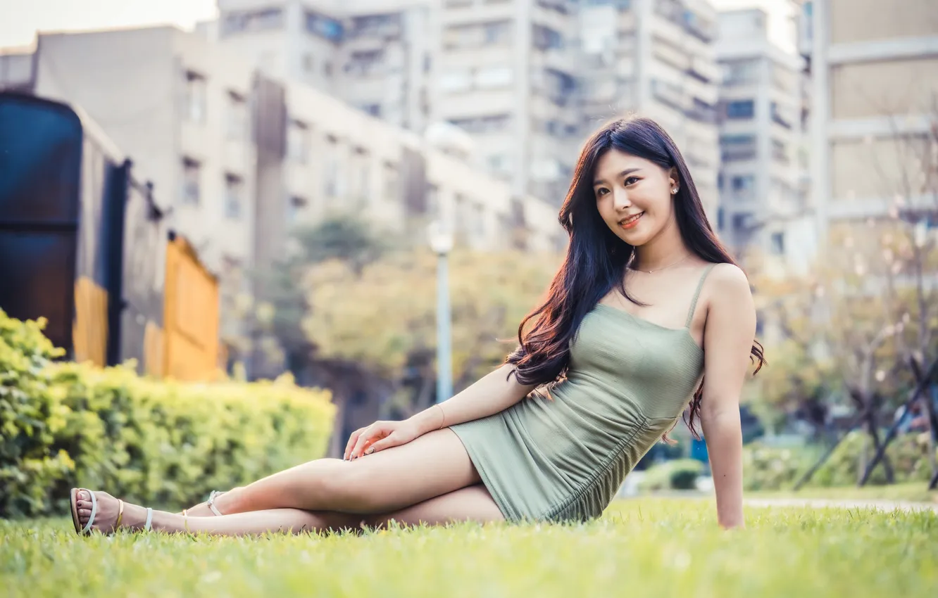Photo wallpaper girl, face, sweetheart, hair, figure, dress