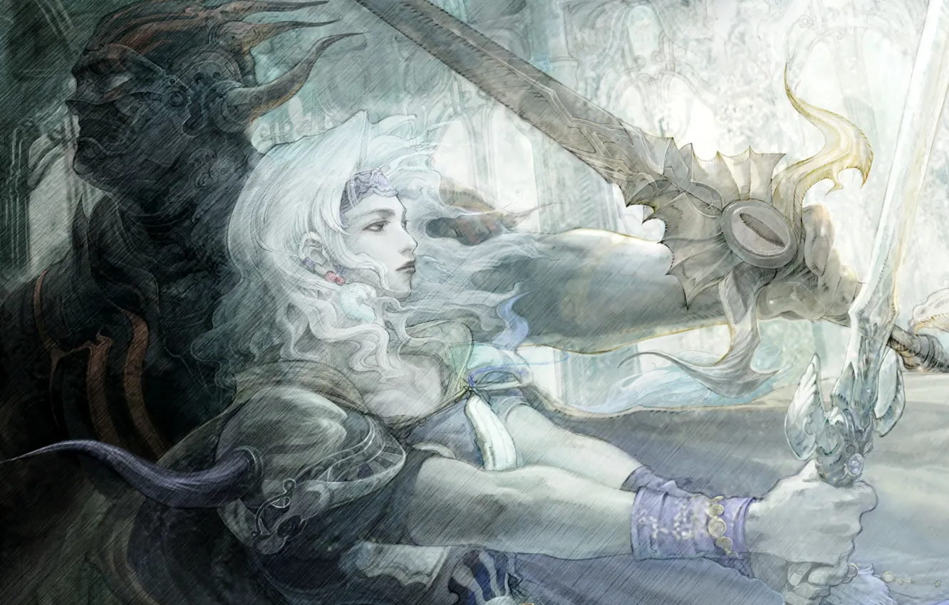 Photo wallpaper Final Fantasy, Yoshitaka Amano, final fantsy iv, cecil