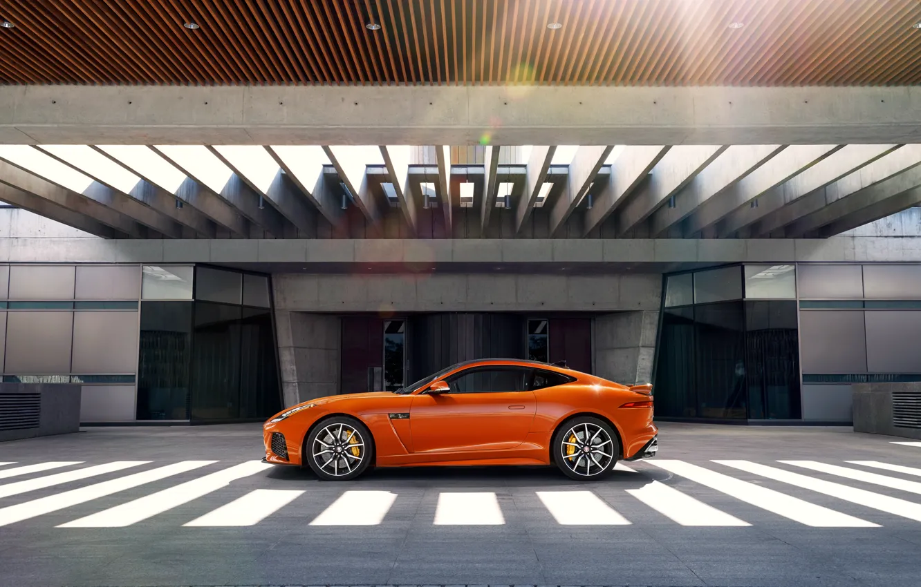 Photo wallpaper orange, coupe, Jaguar, Jaguar, Coupe, F-Type