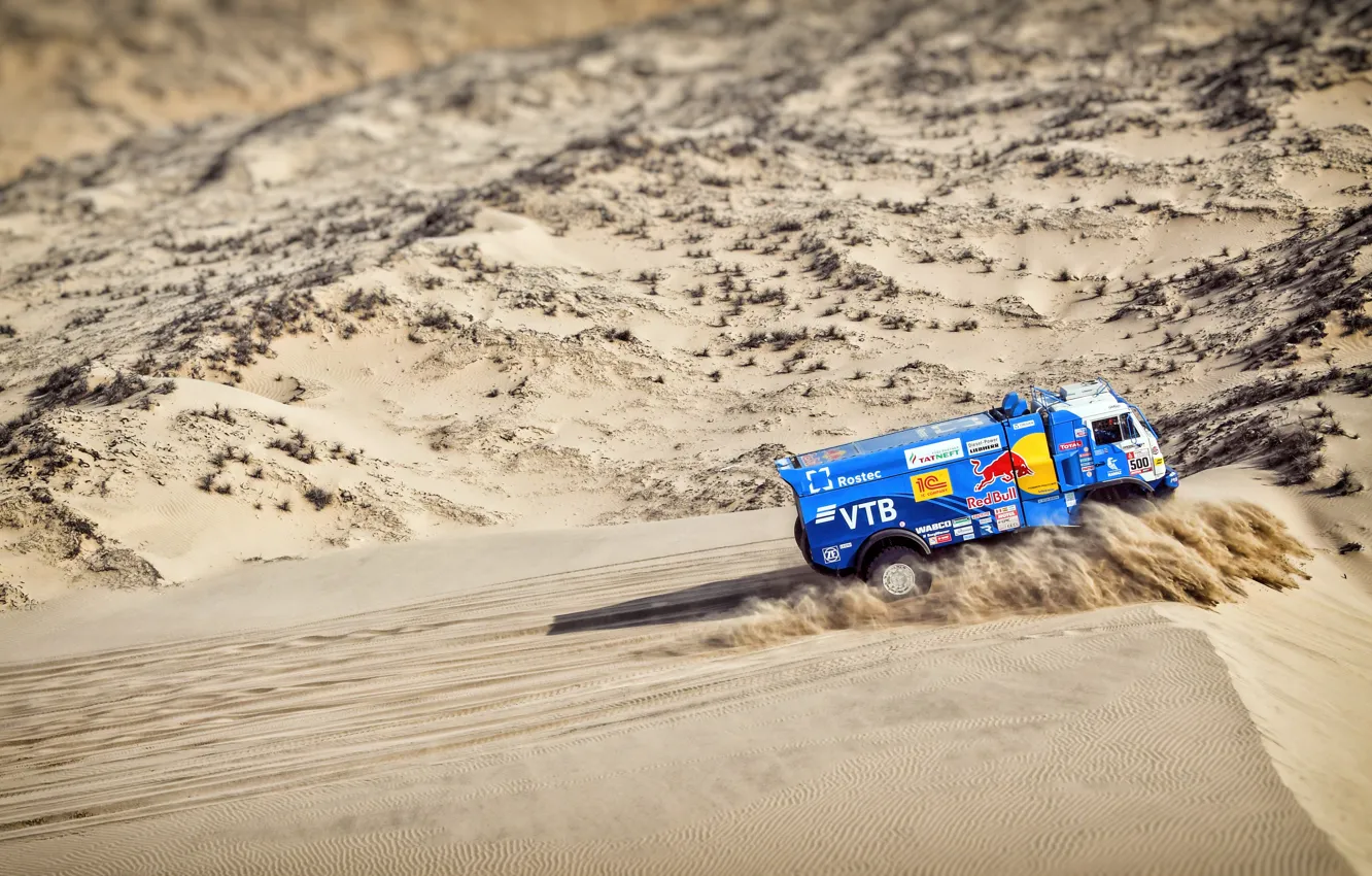 Photo wallpaper Sand, Sport, Speed, Truck, Race, Master, Russia, Kamaz