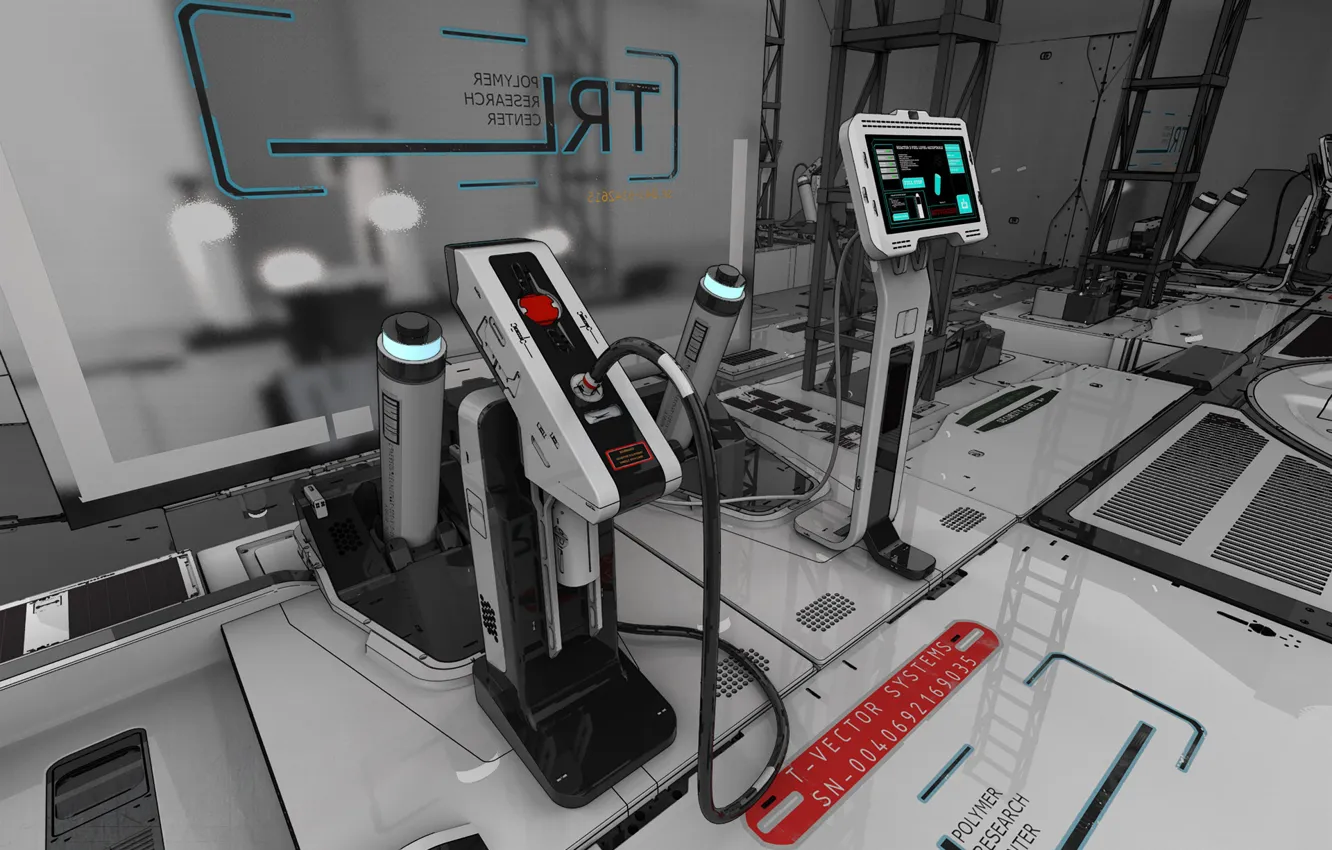 Photo wallpaper management, equipment, equipment, levers, Sci-fi Lab