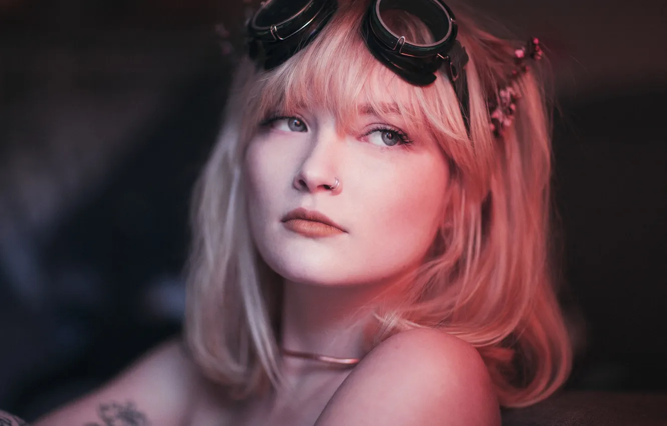 Photo wallpaper girl, portrait, pink hair