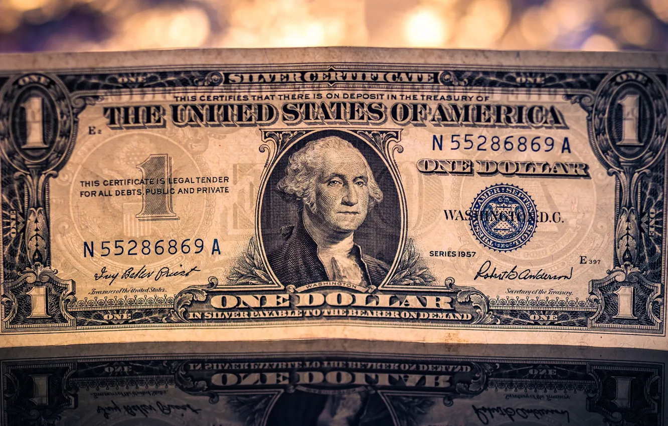 Photo wallpaper reflection, USA, dollars, the bucks, bills, banknotes