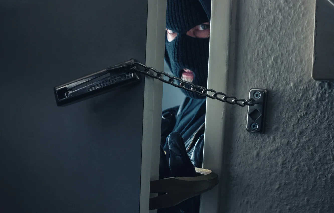 Photo wallpaper door, Thief, lock, latch