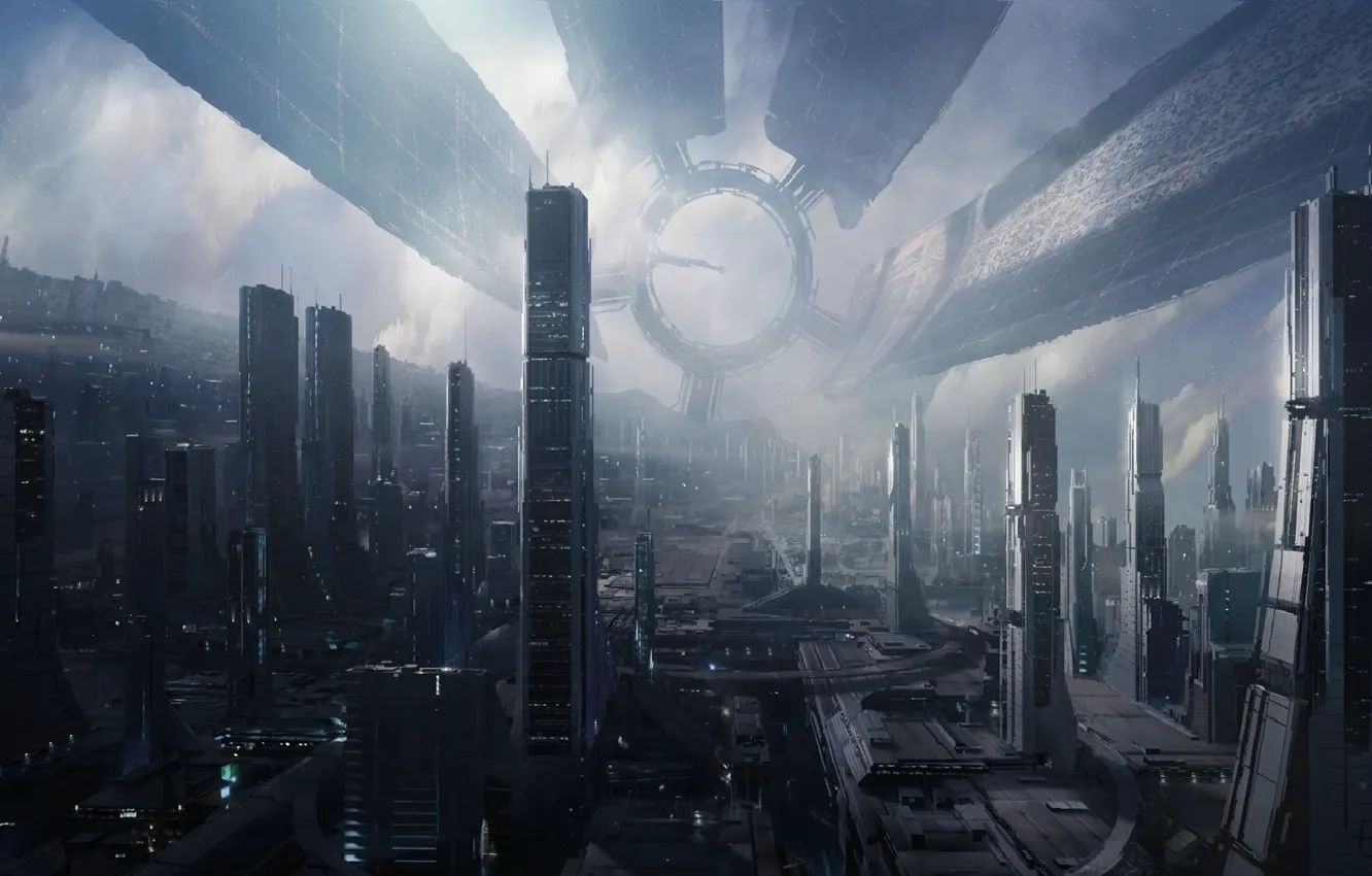 Photo wallpaper Game, The city, Future, Space