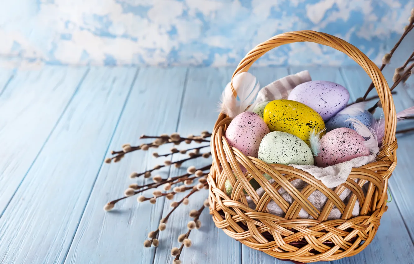 Photo wallpaper flowers, eggs, Easter, flowers, Easter, eggs, cookies, decoration