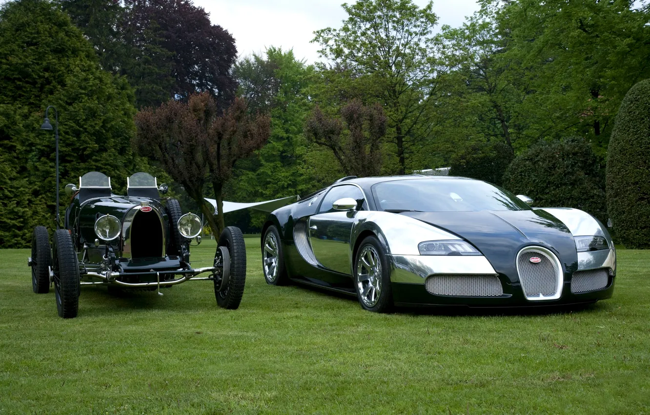 Photo wallpaper veyron, bugatti, rarity, old, new, centenary