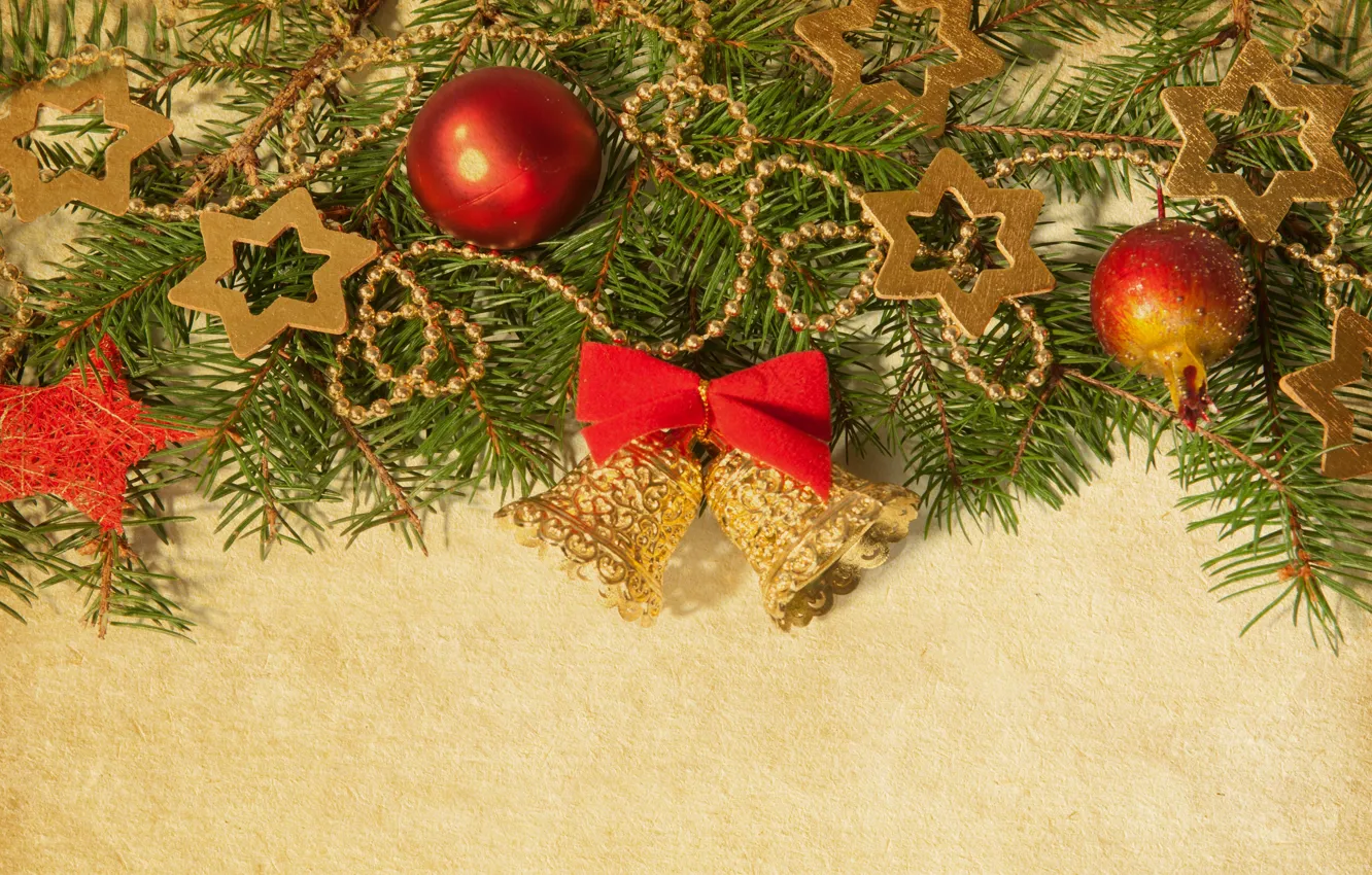 Photo wallpaper stars, tree, Christmas decorations