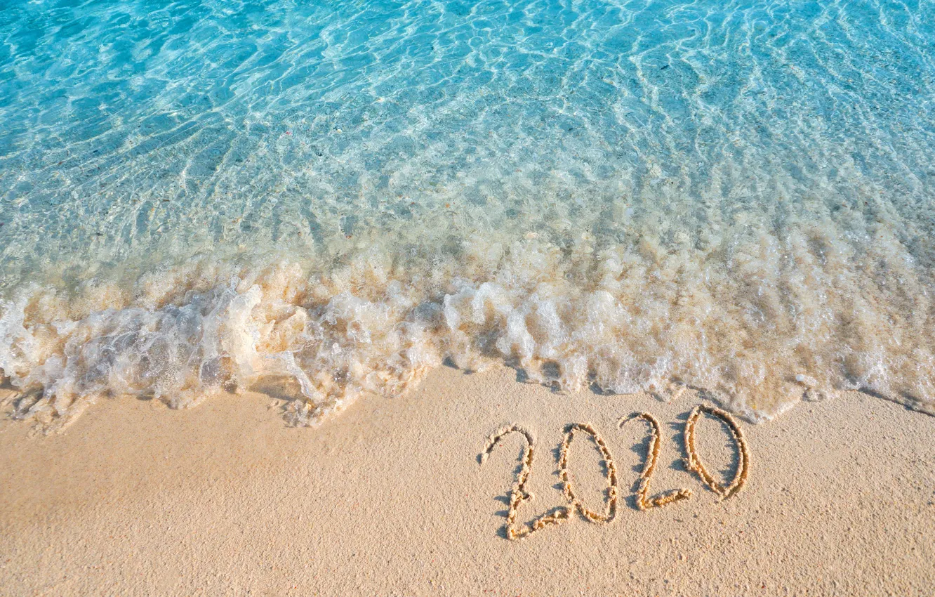 Photo wallpaper sand, sea, beach, New year, new year, happy, beach, sea