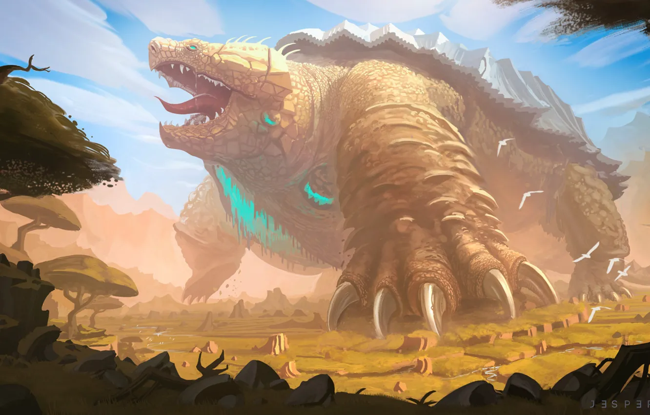Photo wallpaper monster, art, Illustration, Concept Art, by Jesper Abels, Jesper Abels, Zard