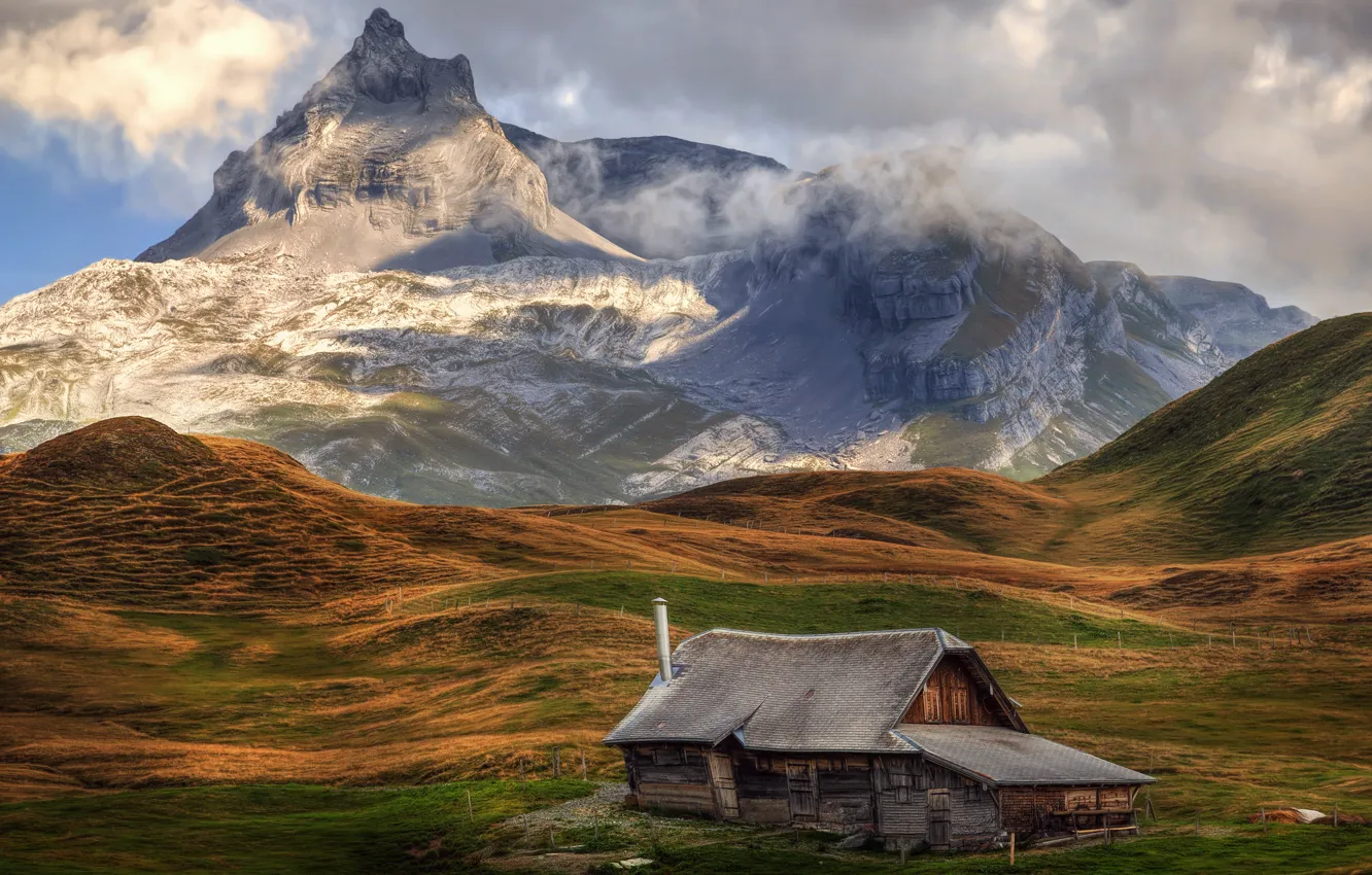 Photo wallpaper Switzerland, mountains, last refuge