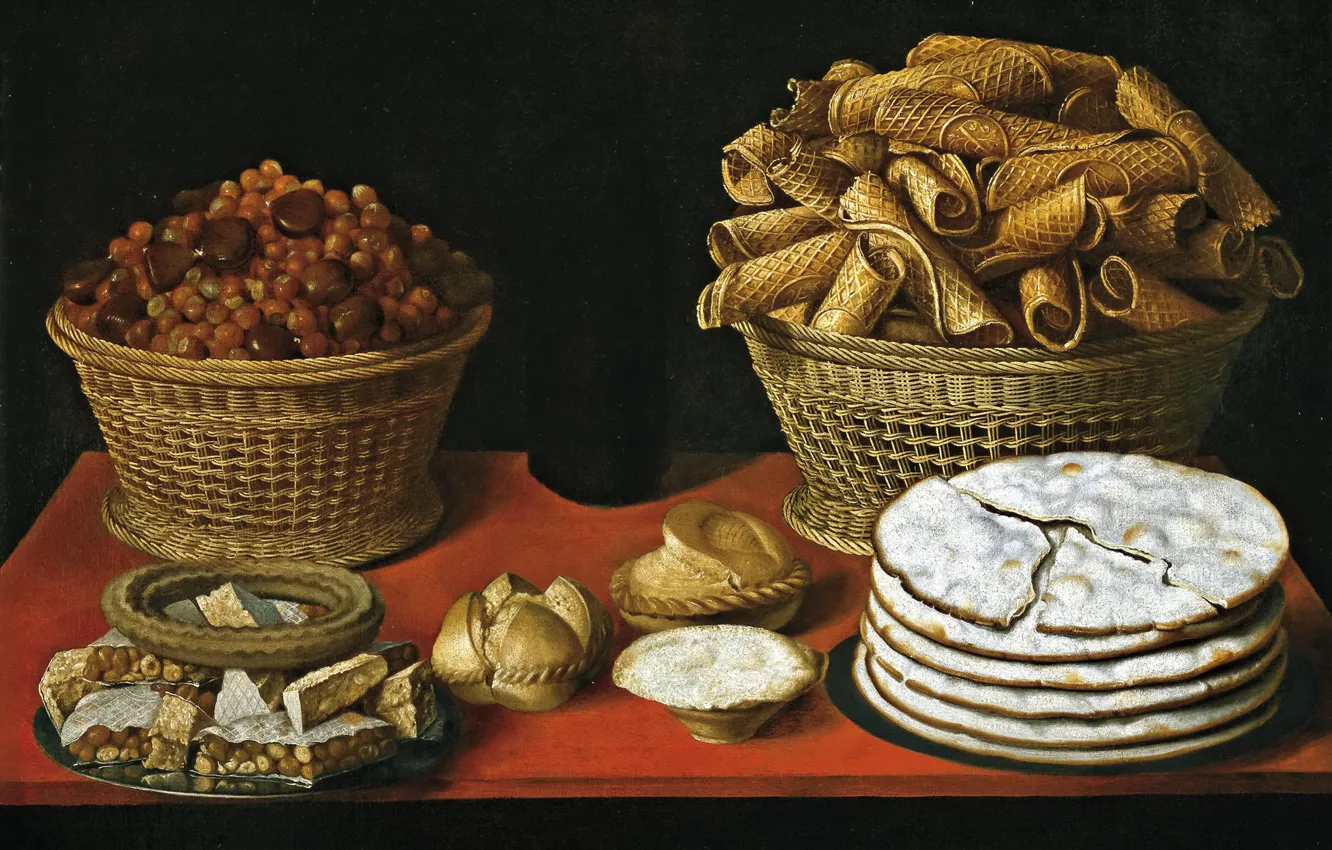 Photo wallpaper picture, still life, cakes, Thomas HEPES, Sweets and Nuts on the Table