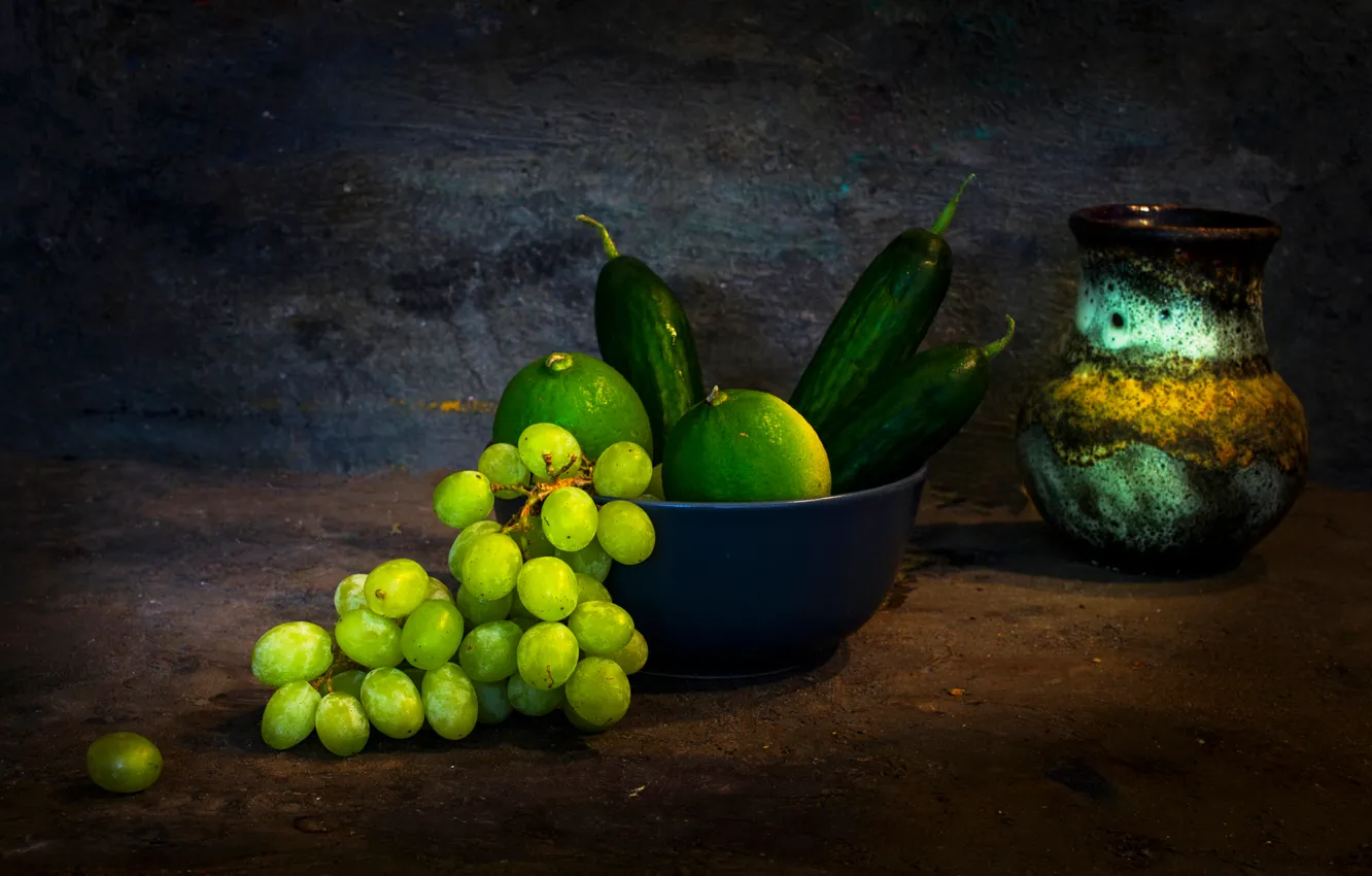 Photo wallpaper bunch, pitcher, still life