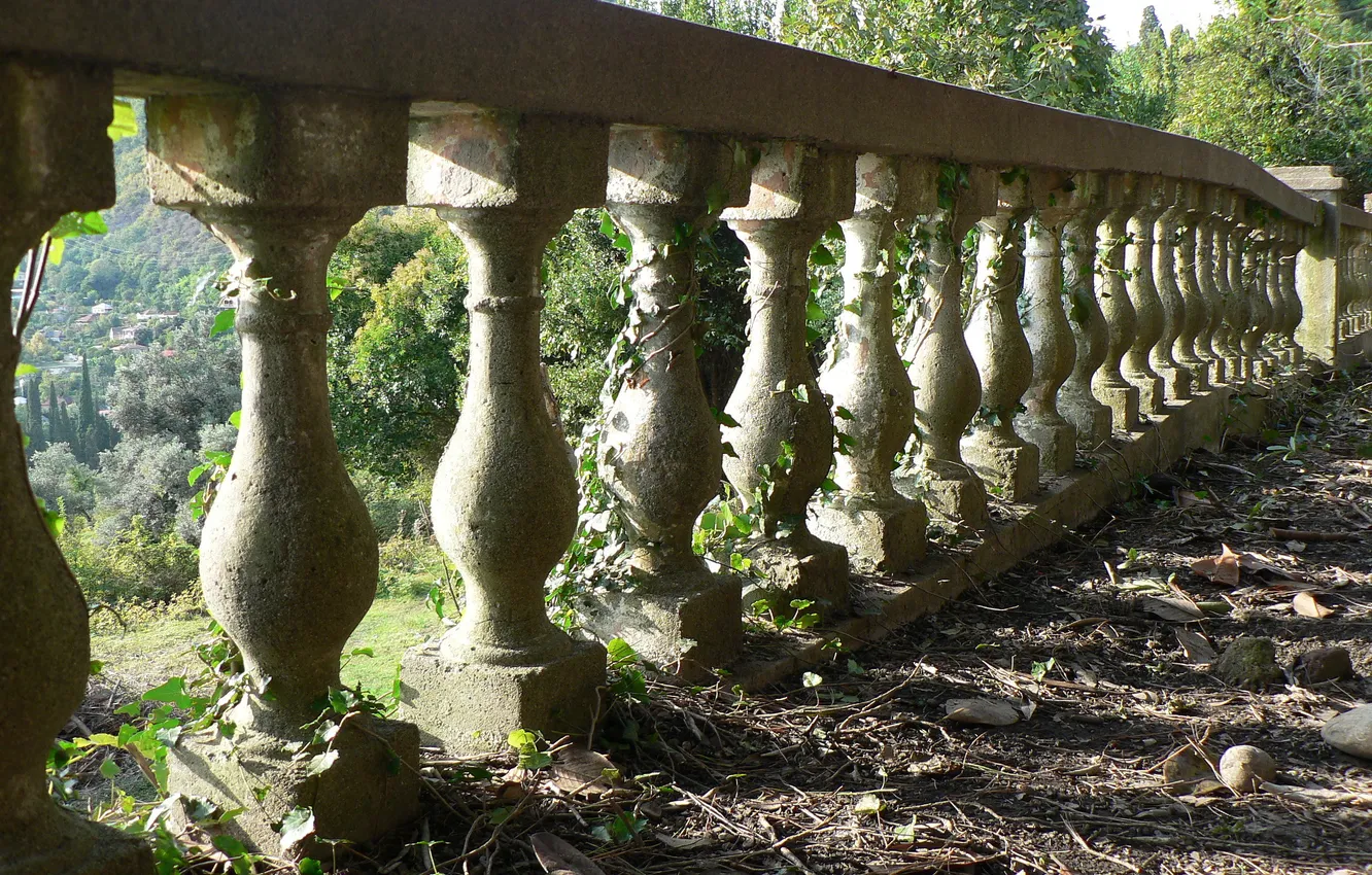 Photo wallpaper curves, balcony, the parapet, ivy