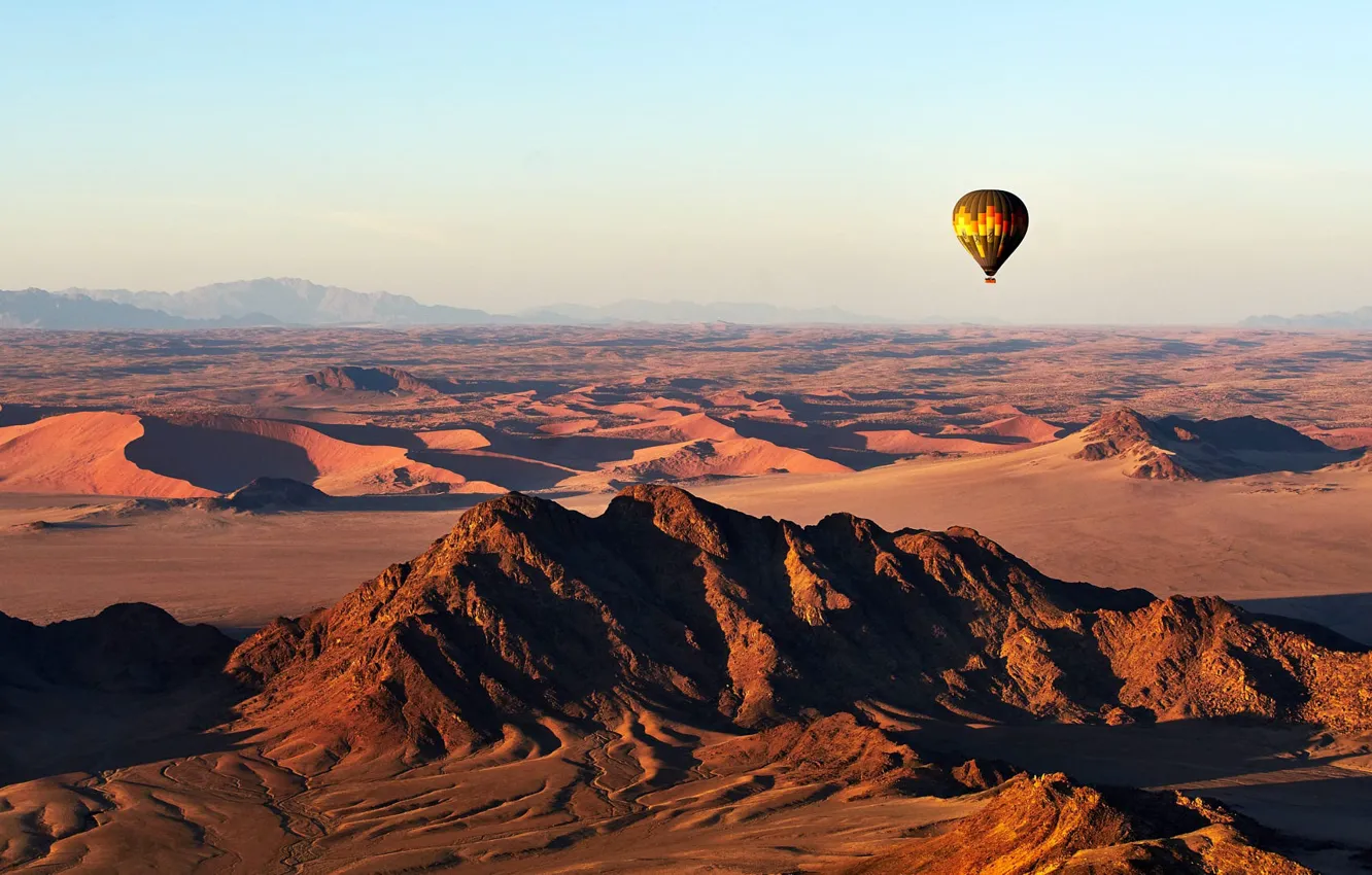 Photo wallpaper Landscape, Mountain, Africa, View, Desert, Ballooning