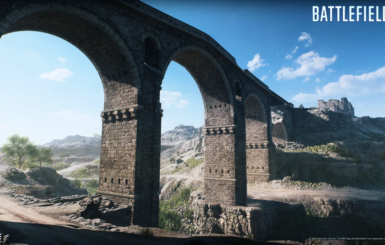Photo wallpaper bridge, construction, road, Battlefield V, the sky