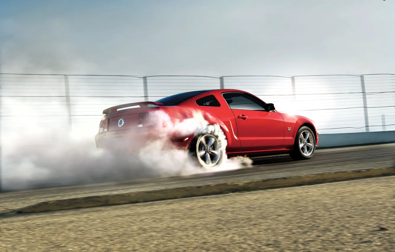 Photo wallpaper car, machine, machine, red, Mustang, Ford, Mustang, Ford