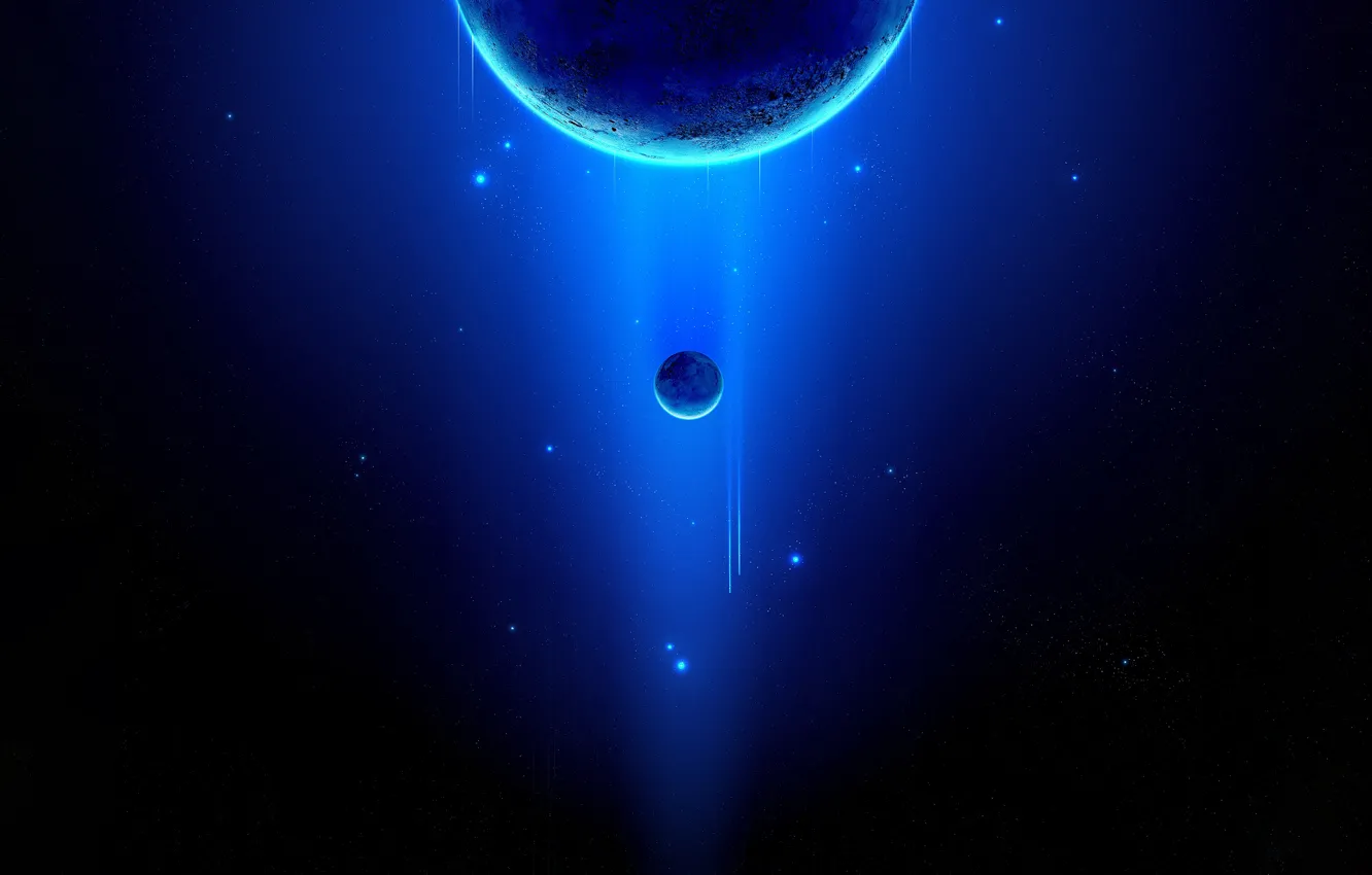 Photo wallpaper space, stars, nebula, fiction, planet, satellite, art, space