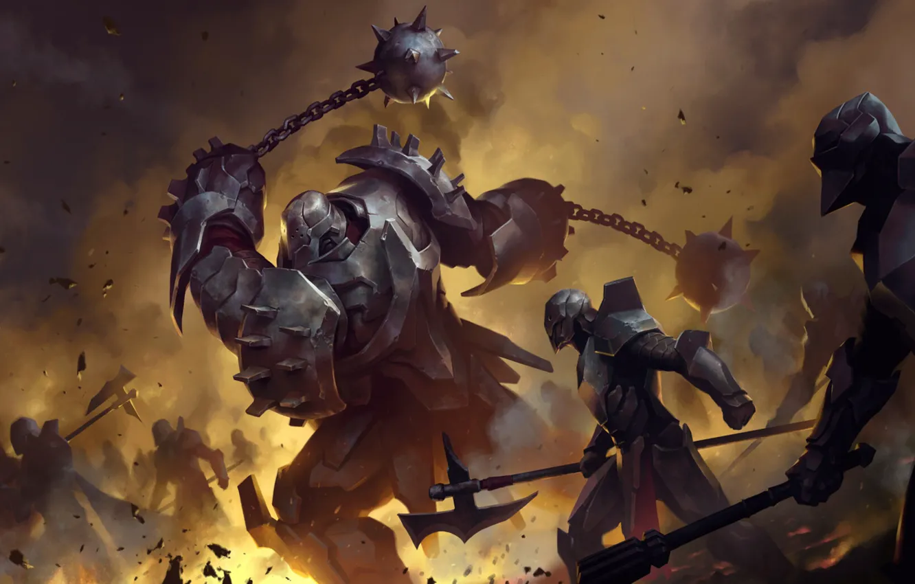 Photo wallpaper battle, knight, armor, flail, Legends of Runeterra