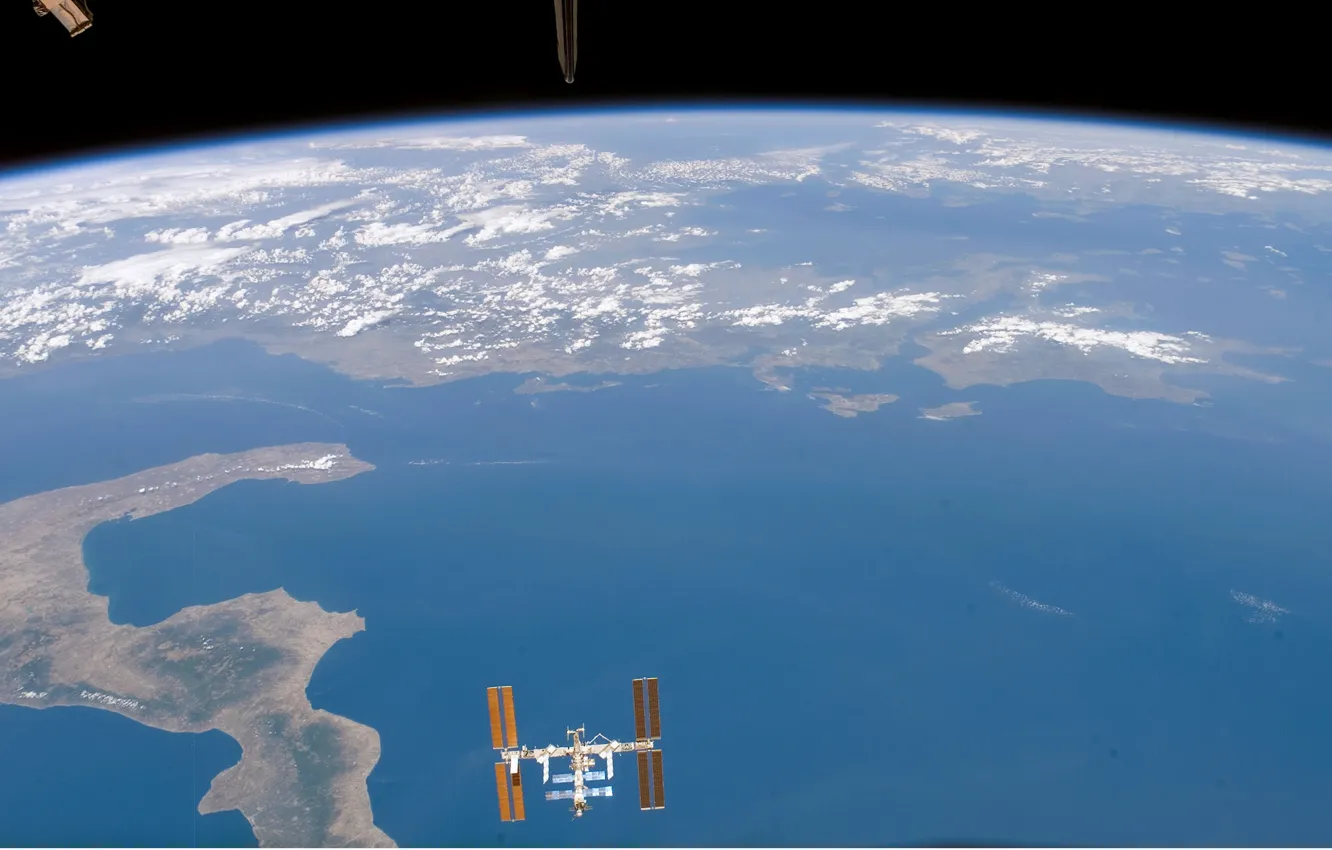 Photo wallpaper planet, station, orbit