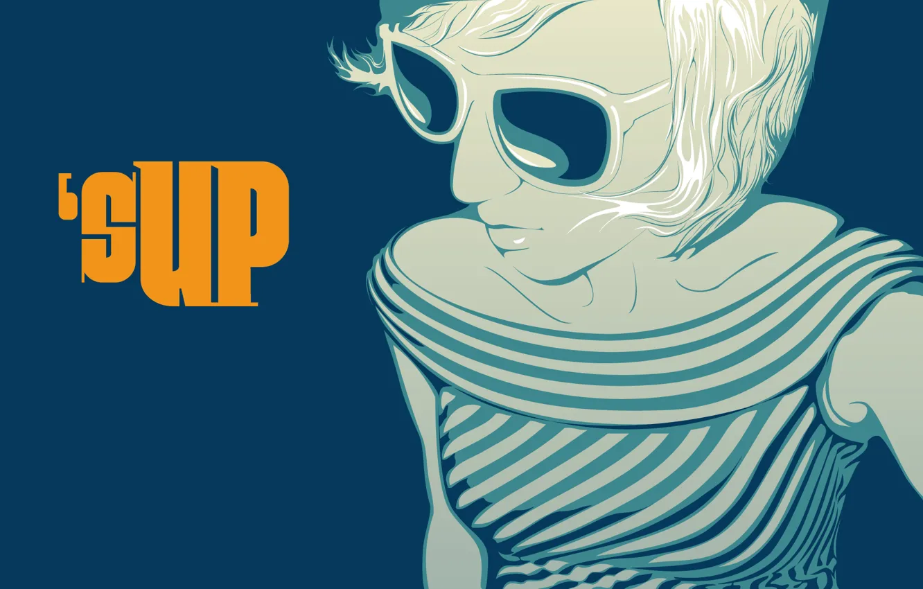 Photo wallpaper blue, style, creative, background, vector, art, girl. the inscription