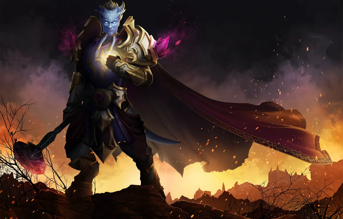 Photo wallpaper warrior, World of Warcraft, warcraft, wow, art, Draenei
