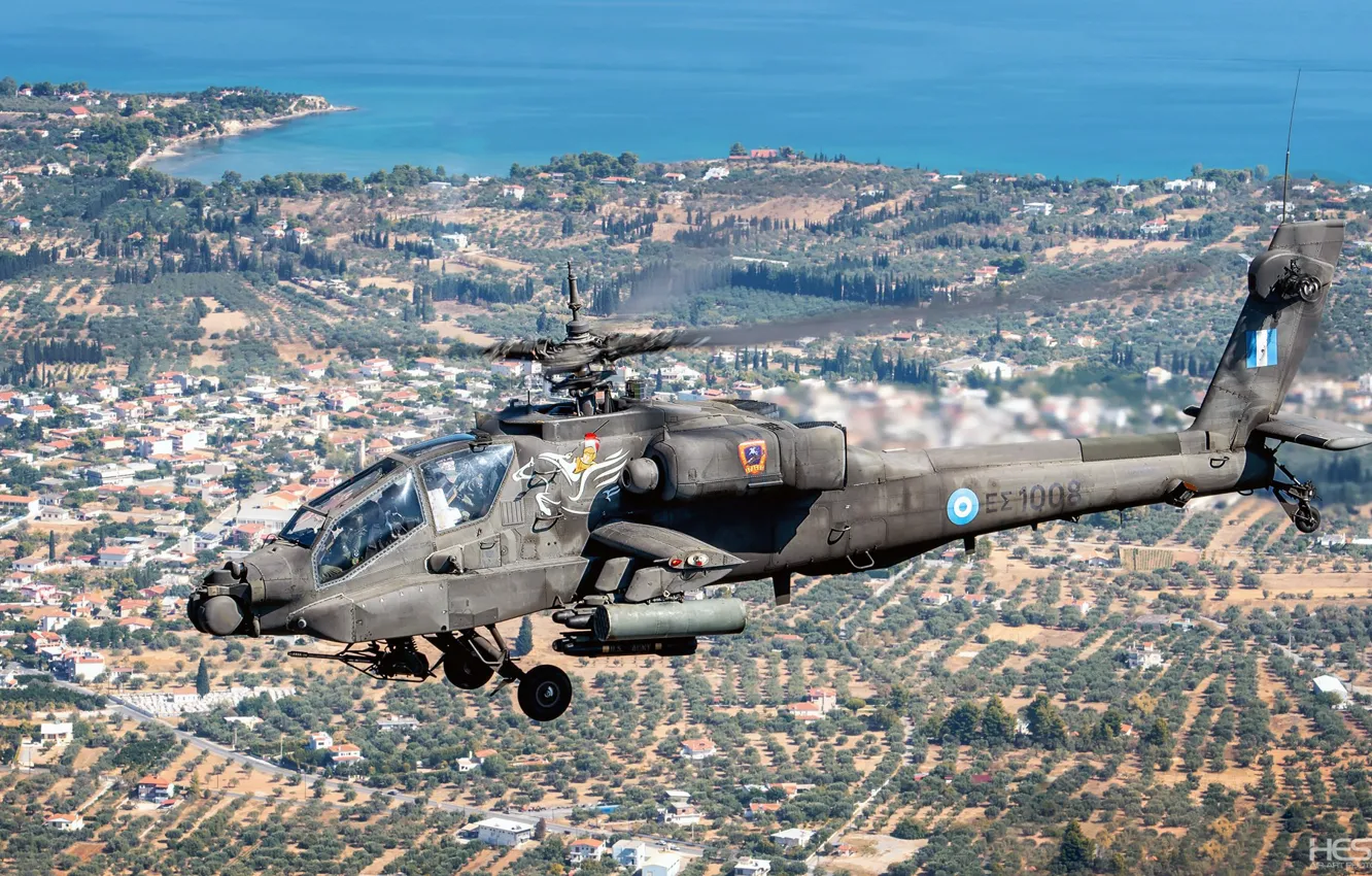 Photo wallpaper Apache, AH-64 Apache, Chassis, Attack helicopter, Cockpit, HESJA Air-Art Photography, Boeing AH-64D Apach, Sun of …
